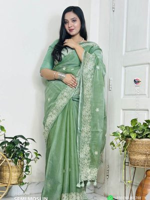 Premium Semi Moslin Saree